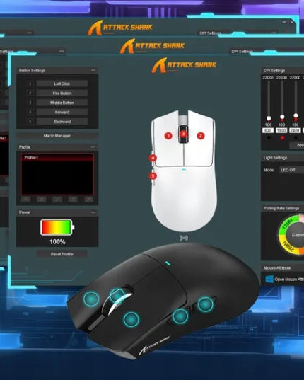 Belaidė žaidimų pelė Attack Shark X11 su įkrovimo stotele, juoda