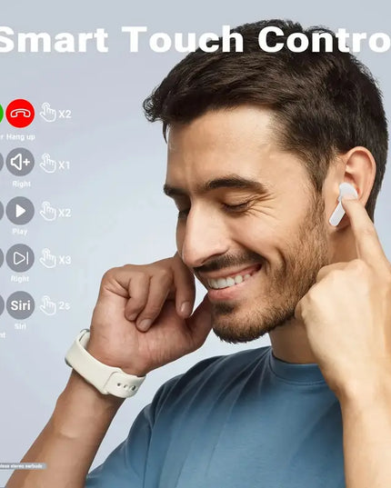 Belaidės ausinės su „Hifi Dual Stereo“ mikrofonais ir LED ekranu