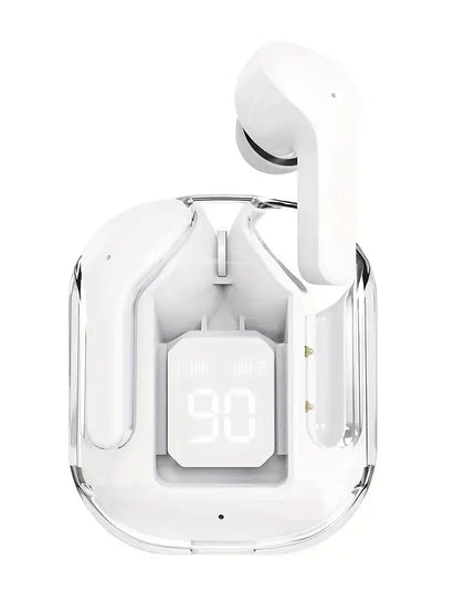 Belaidės ausinės su „Hifi Dual Stereo“ mikrofonais ir LED ekranu