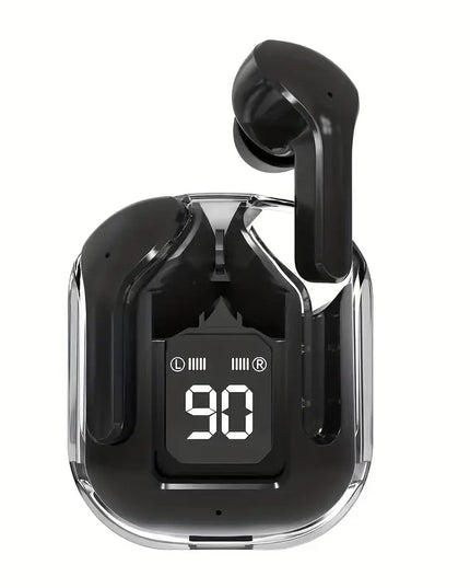 Belaidės ausinės su „Hifi Dual Stereo“ mikrofonais ir LED ekranu