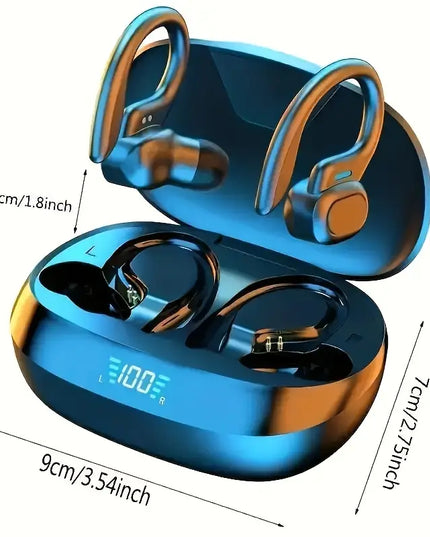 Belaidės ausinės su įmontuotu mikrofonu ir LED ekranu