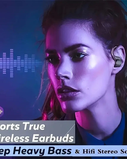 Belaidės ausinės su įmontuotu mikrofonu ir LED ekranu