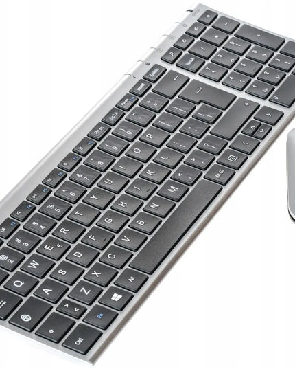 Belaidis aukščiausios kokybės USB 2.4GHz komplektas: SLIM klaviatūra ir pelė QWERTY