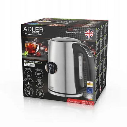 Belaidis elektrinis virdulys Adler 1,7L, metalinis, Strix, temperatūros reguliavimas