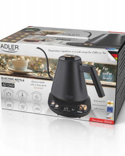 Belaidis elektrinis virdulys Adler Gooseneck 1L 1100W su temperatūros reguliavimu