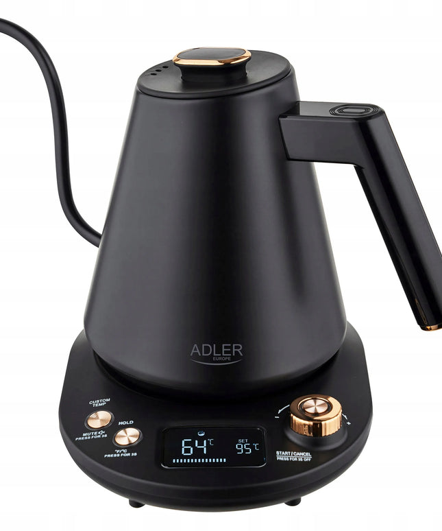 Belaidis elektrinis virdulys Adler Gooseneck 1L 1100W su temperatūros reguliavimu