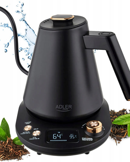 Belaidis elektrinis virdulys Adler Gooseneck 1L 1100W su temperatūros reguliavimu