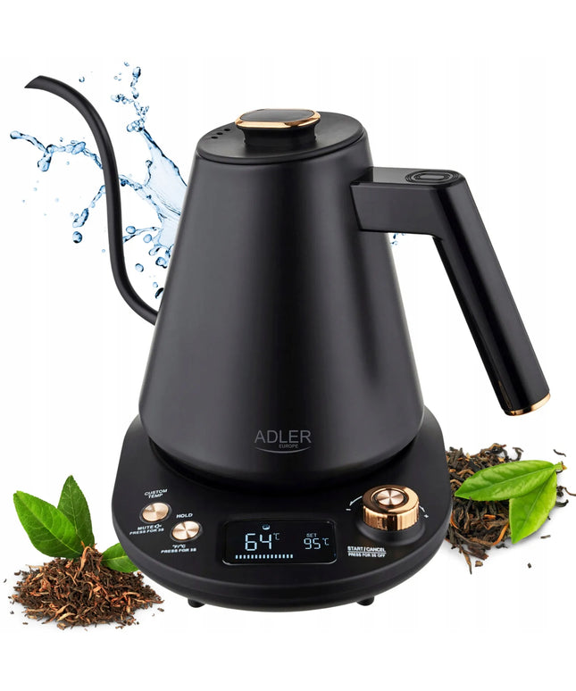 Belaidis elektrinis virdulys Adler Gooseneck 1L 1100W su temperatūros reguliavimu