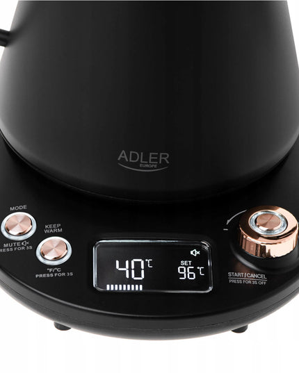 Belaidis elektrinis virdulys Adler Gooseneck 1L 1100W su temperatūros reguliavimu