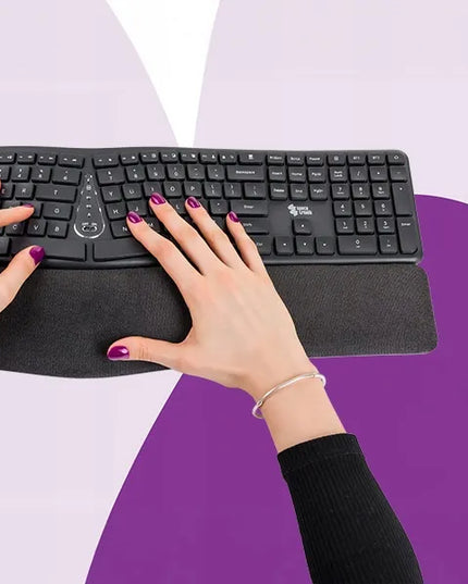 Belaidis ergonomiškas Spacetronik klaviatūros ir pelės rinkinys, pilkas