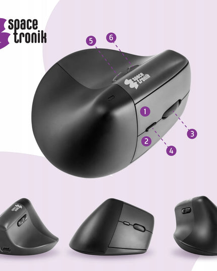 Belaidis ergonomiškas Spacetronik klaviatūros ir pelės rinkinys, pilkas
