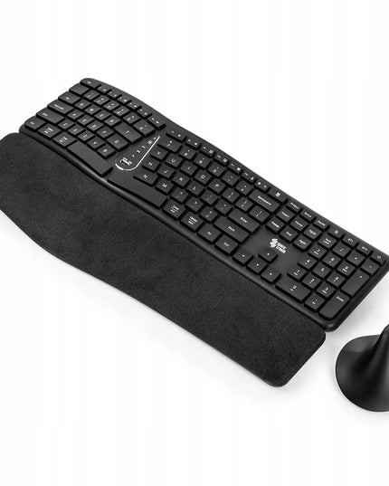 Belaidis ergonomiškas Spacetronik klaviatūros ir pelės rinkinys, pilkas