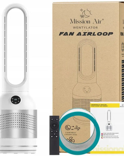 Belaidis grindinis koloninis ventiliatorius Mission Air AirLoop White 30W