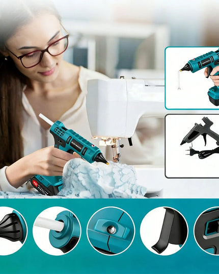 Belaidis karšto klijavimo pistoletas 11mm, suderinamas su Makita 20V + 10 klijų lazdelių