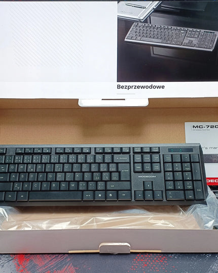 Belaidis klaviatūros ir pelės rinkinys MODECOM MC-7200, membraninis, tylus