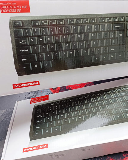Belaidis klaviatūros ir pelės rinkinys MODECOM MC-7200, membraninis, tylus