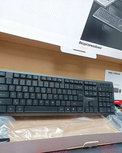 Belaidis klaviatūros ir pelės rinkinys MODECOM MC-7200, membraninis, tylus