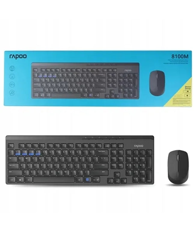 Belaidis klaviatūros ir pelės rinkinys RAPOO 8100M RF Wireless + Bluetooth