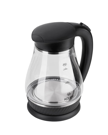 Belaidis stiklinis elektrinis virdulys Adler 1,7 l 2200 W, juodas, LED
