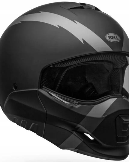 BELL BROOZER ARC MATTE BLACK/GREY motociklininko šalmas + 2 stiklai