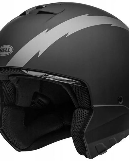 BELL BROOZER ARC MATTE BLACK/GREY motociklininko šalmas + 2 stiklai