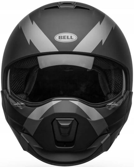 BELL BROOZER ARC MATTE BLACK/GREY motociklininko šalmas + 2 stiklai