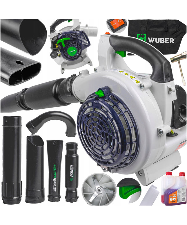 Benzininis lapų pūstuvas Wuber 750 W, maišo talpa 50 l, svoris 4,4 kg