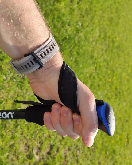 Sulankstomos reguliuojamos trekingo lazdos Beon Fold Lite Blue 110–130 cm – aliuminio, su dėklu ir antgaliais