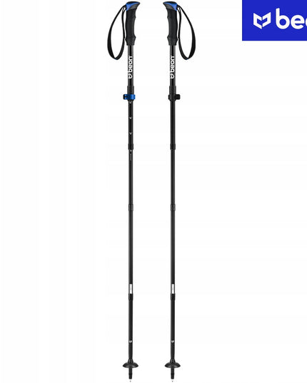 Sulankstomos reguliuojamos trekingo lazdos Beon Fold Lite Blue 110–130 cm – aliuminio, su dėklu ir antgaliais