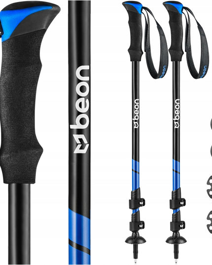 Reguliuojamos Trekingo ir Šiaurietiško Ėjimo Lazdos Beon Smart Blue – Su Antgaliais, Visoms Dangoms