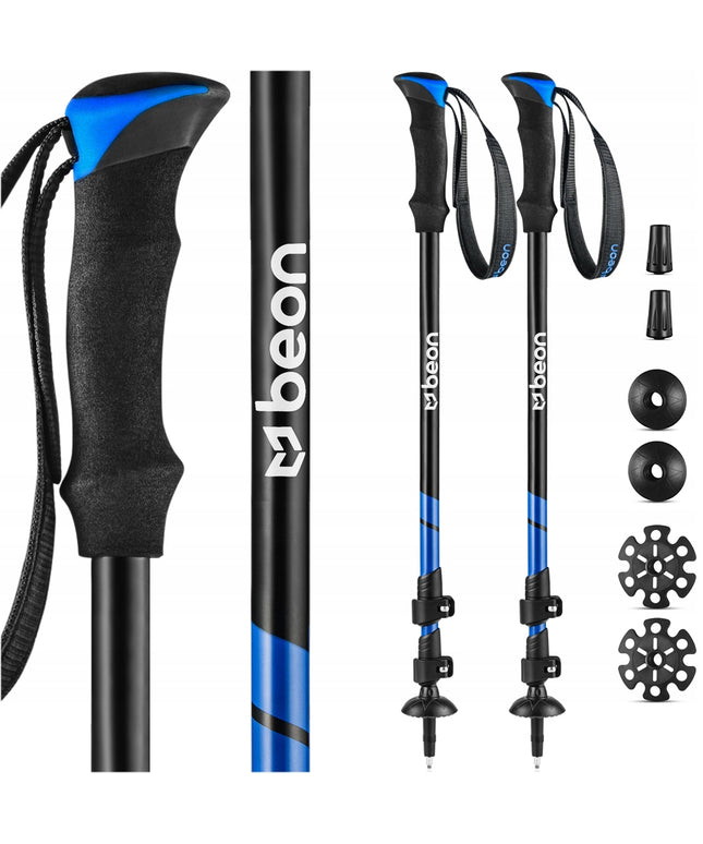 Reguliuojamos Trekingo ir Šiaurietiško Ėjimo Lazdos Beon Smart Blue – Su Antgaliais, Visoms Dangoms