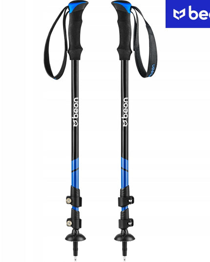 Reguliuojamos Trekingo ir Šiaurietiško Ėjimo Lazdos Beon Smart Blue – Su Antgaliais, Visoms Dangoms