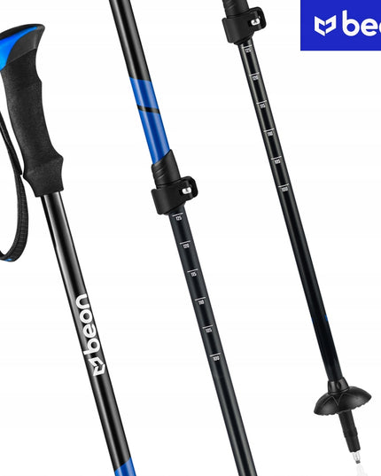 Reguliuojamos Trekingo ir Šiaurietiško Ėjimo Lazdos Beon Smart Blue – Su Antgaliais, Visoms Dangoms