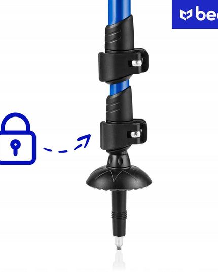 Reguliuojamos Trekingo ir Šiaurietiško Ėjimo Lazdos Beon Smart Blue – Su Antgaliais, Visoms Dangoms