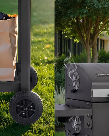 Berdsen BBQChef™ sodo anglinis grilis su ketaus grotelėmis, dangčiu ir ratukais