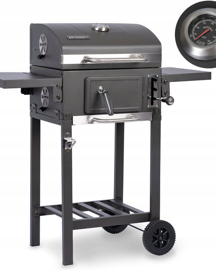 Berdsen BBQChef™ sodo anglinis grilis su ketaus grotelėmis, dangčiu ir ratukais