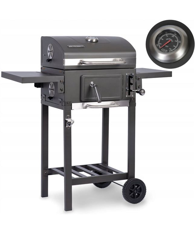 Berdsen BBQChef™ sodo anglinis grilis su ketaus grotelėmis, dangčiu ir ratukais