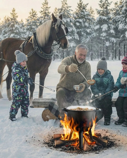 Berdsen emaliuotas ketaus katilas 8 l su keptuve, stovintis, skirtas laužui ir griliui