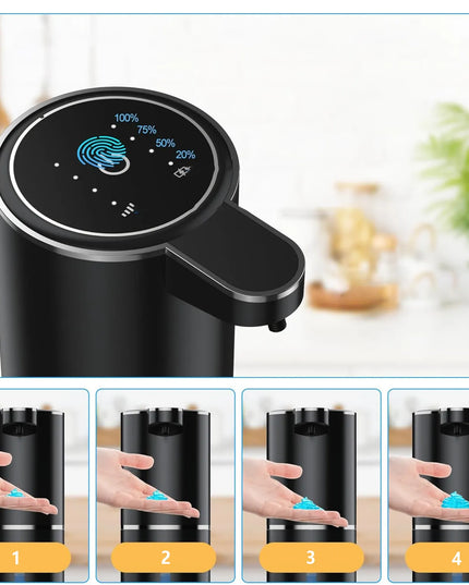 Bėskontaktis muilo dozatorius 380 ml, USB įkrovimas, vonios kambariui ir virtuvei