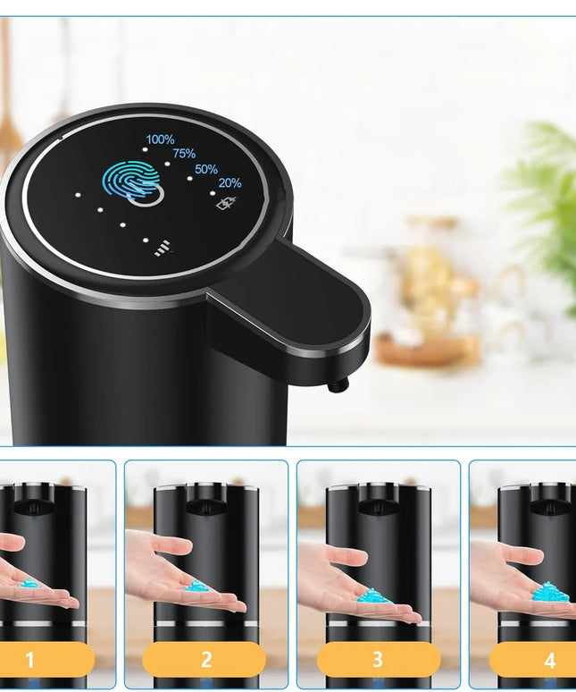 Bėskontaktis muilo dozatorius 380 ml, USB įkrovimas, vonios kambariui ir virtuvei