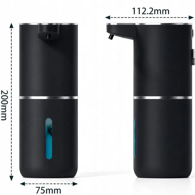 Bėskotis sensorinis muilo dozatorius, 380 ml, juodos spalvos, skirtas vonios kambariui ir virtuvei