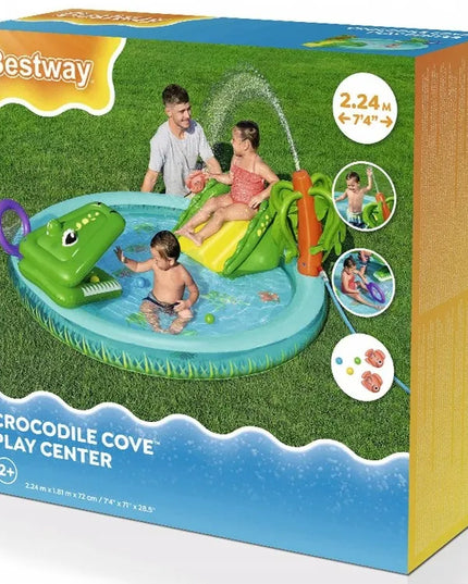 Bestway pripučiama žaidimų aikštelė KROKODILAS, čiuožykla + purkštuvas + kamuoliukai 53166