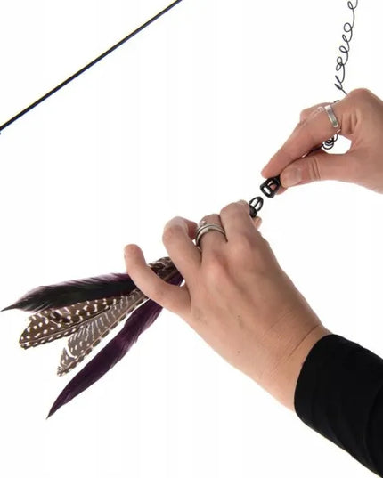 BIRD ilga XXL meškerė katėms – žaislas su tikromis plunksnomis, 190 cm