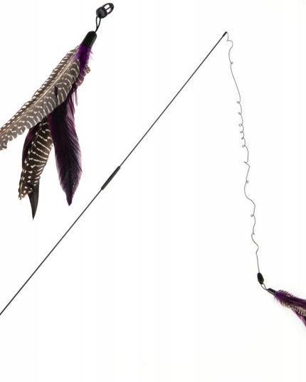 BIRD ilga XXL meškerė katėms – žaislas su tikromis plunksnomis, 190 cm