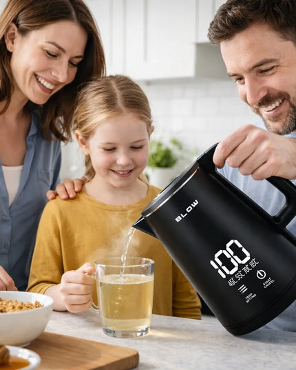 BLOW elektrinis virdulys 2200W su temperatūros reguliavimu, LED ekranu ir belaidžiu veikimu, juodas