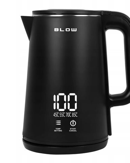 BLOW elektrinis virdulys 2200W su temperatūros reguliavimu, LED ekranu ir belaidžiu veikimu, juodas