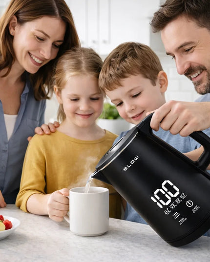 BLOW elektrinis virdulys 2200W su temperatūros reguliavimu, LED ekranu ir belaidžiu veikimu, juodas