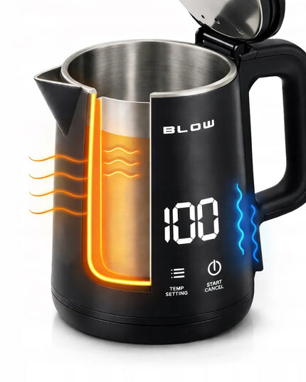 BLOW elektrinis virdulys 2200W su temperatūros reguliavimu, LED ekranu ir belaidžiu veikimu, juodas