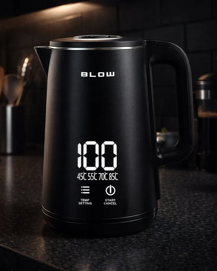 BLOW elektrinis virdulys 2200W su temperatūros reguliavimu, LED ekranu ir belaidžiu veikimu, juodas