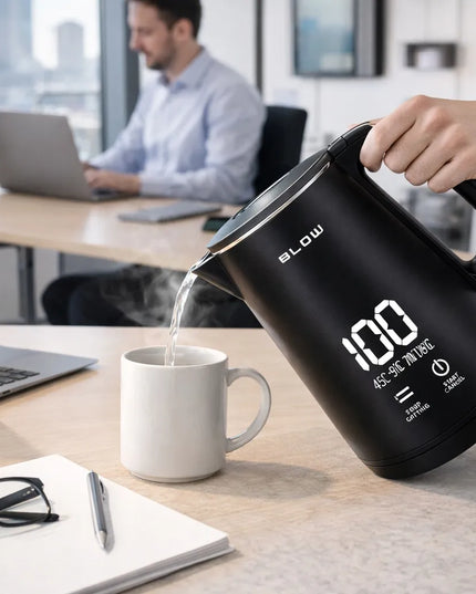 BLOW elektrinis virdulys 2200W su temperatūros reguliavimu, LED ekranu ir belaidžiu veikimu, juodas
